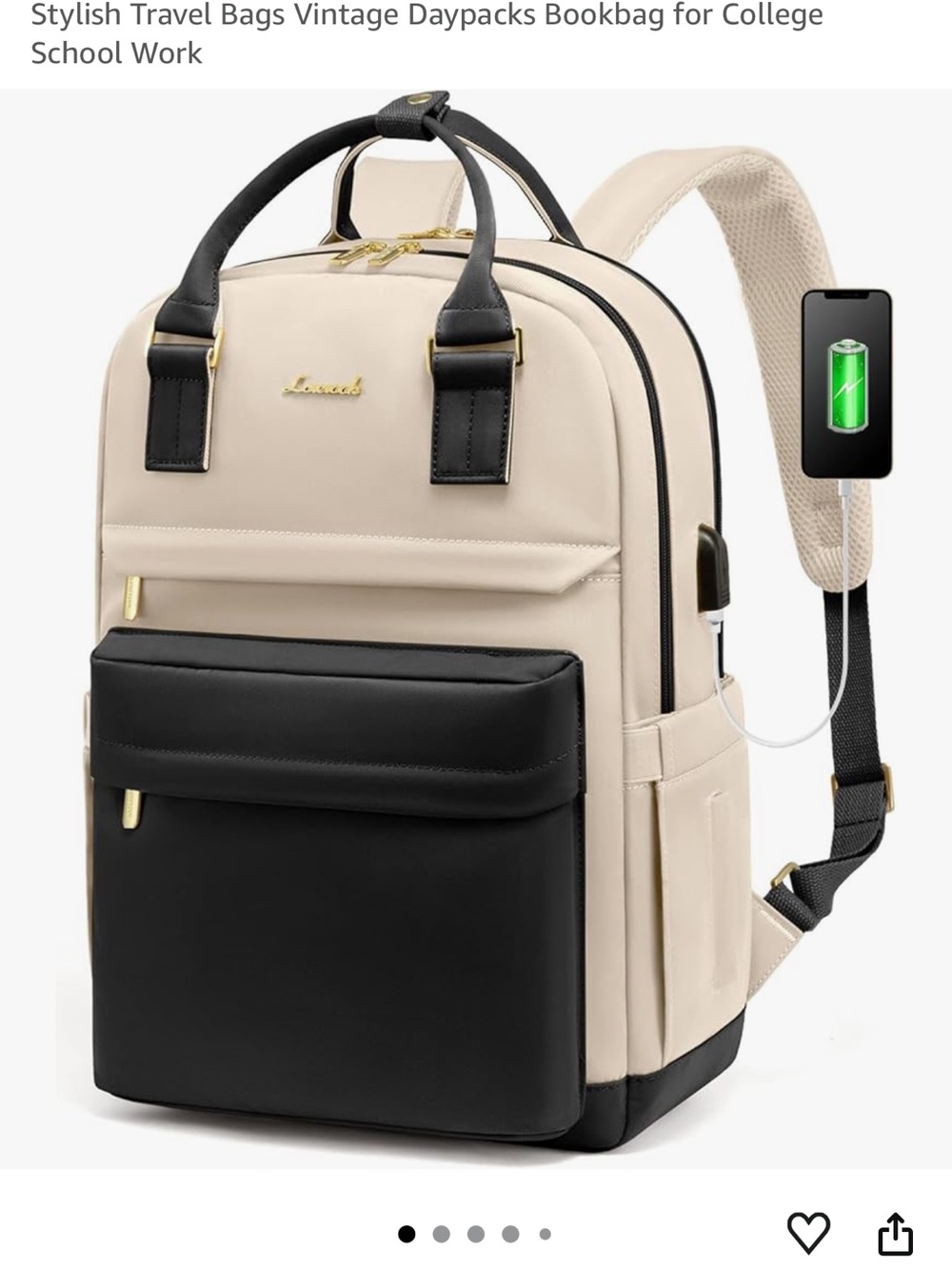 Lacari Beige and Black Women's Backpack